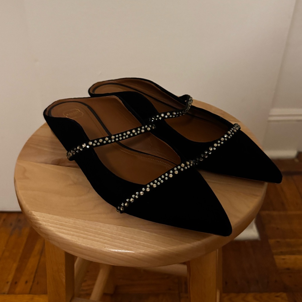 Malone Souliers Velvet Crystal Studded Maureen Mule
